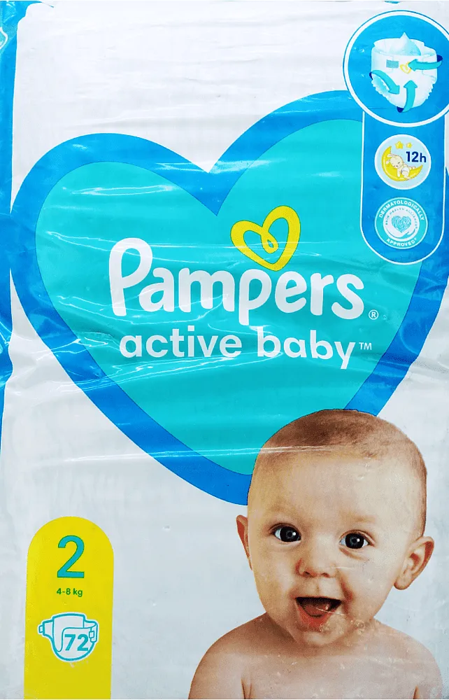 Տակդիրներ «Pampers Active Baby N2» 4-8կգ, 72 հատ
