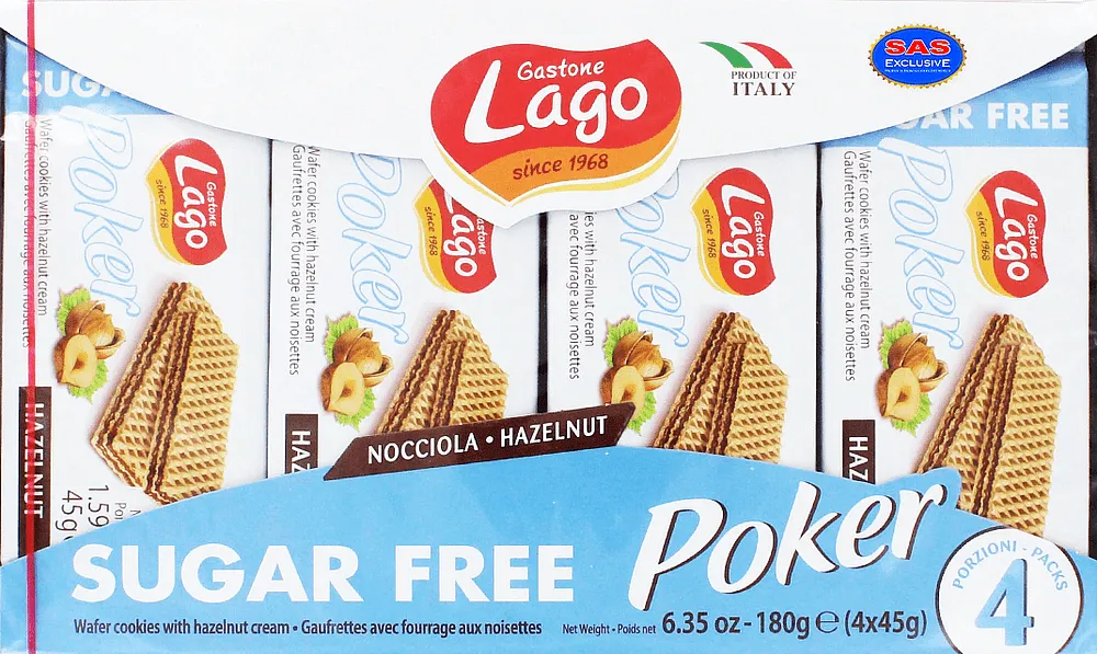 Wafer with cocoa cream "Lago Gastone Poker" 180g
