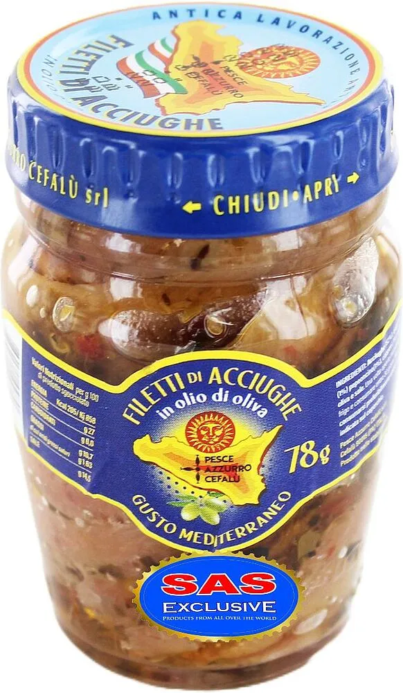 Anchovies with capers in oil "Pesce Azzurro Cefalu" 78g
