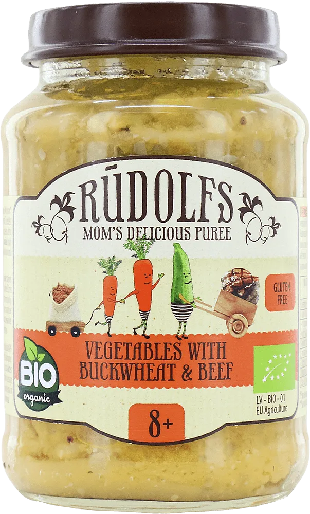 Խյուս բանջարեղենի, հնդկաձավարի և տավարի «Rudolfs Organic» 190գ
