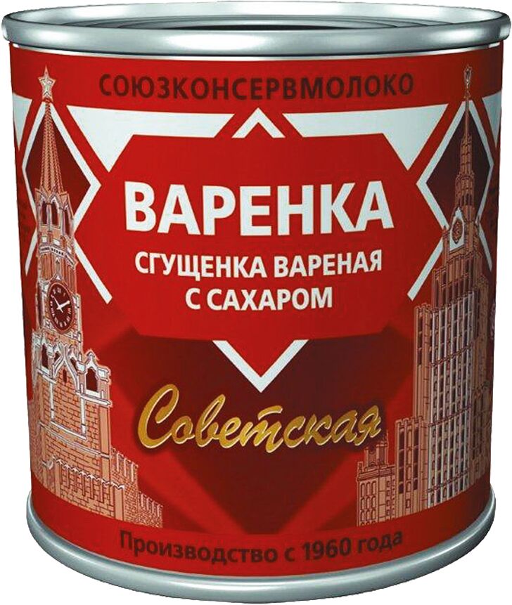 Продукт молочный сгущенный с сахаром вареный "Советская" 370г,  жирность:8.5%