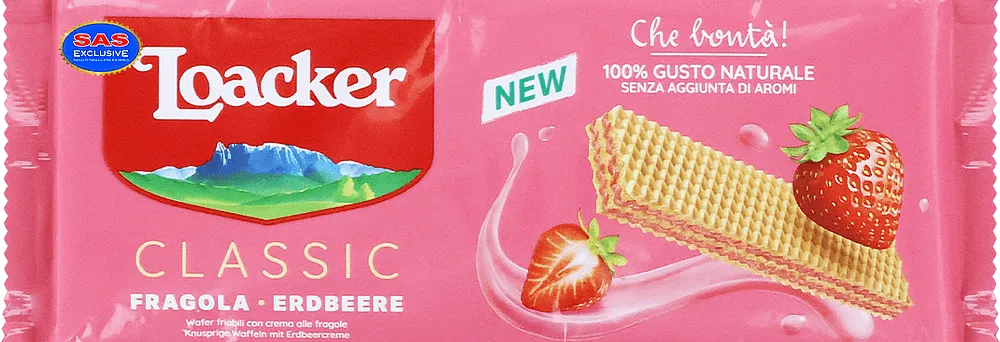 Wafer with strawberry cream "Loacker Classic Fragola" 175g