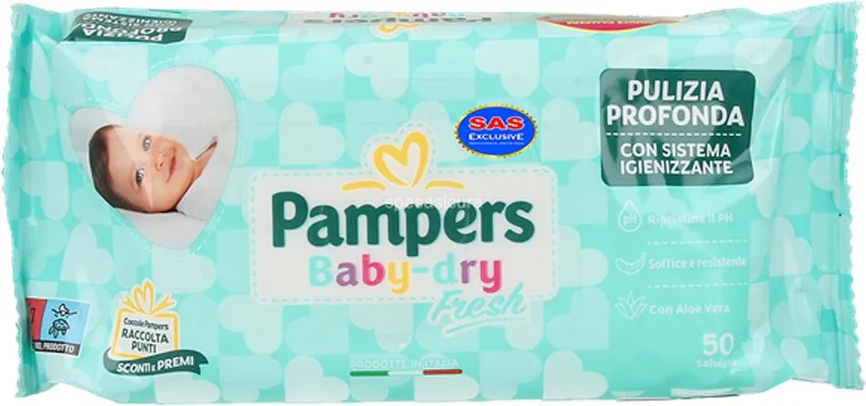 Անձեռոցիկ խոնավ մանկական «Pampers Baby Dry» 50 հատ	