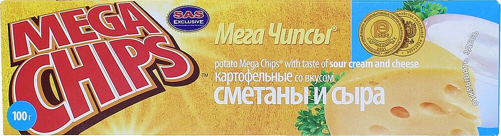 Чипсы "Mega Chips" 100г Сметана и Сыр