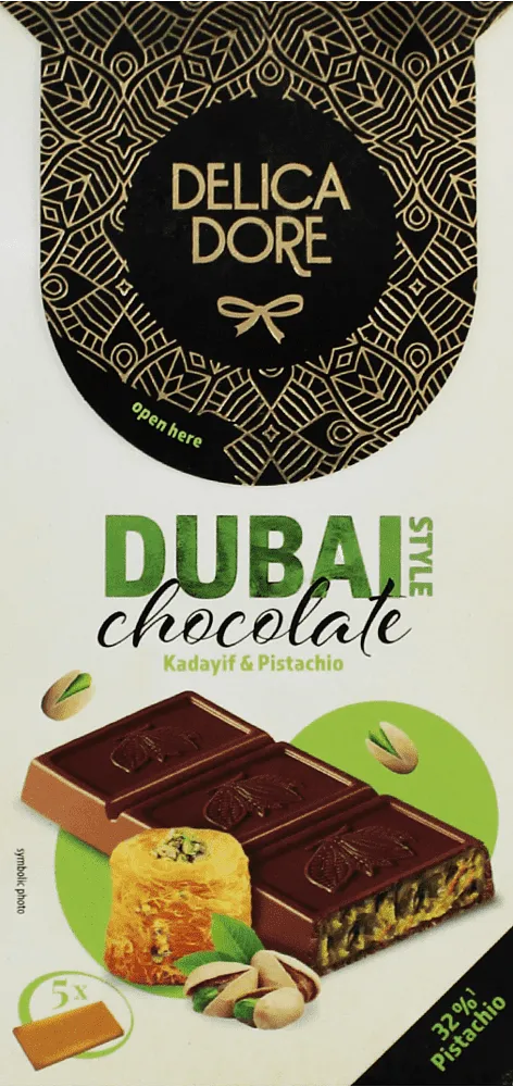 Chocolate bar with kadayif & pistachios "Delica Dore Dubai" 150g
