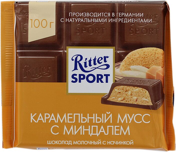 Шоколадная плитка с миндалем "Ritter Sport" 100г 