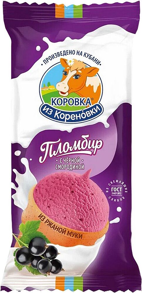 Мороженое с черной смородиной "Коровка из Кореновки Пломбир" 100г 