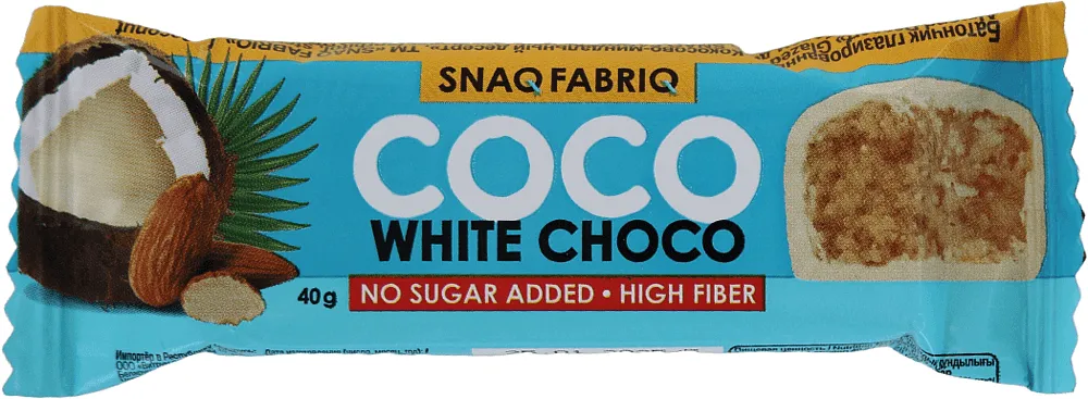 Chocolate bar with almond & coconut "Snaq Fabriq Coco White Sugar Free" 40g