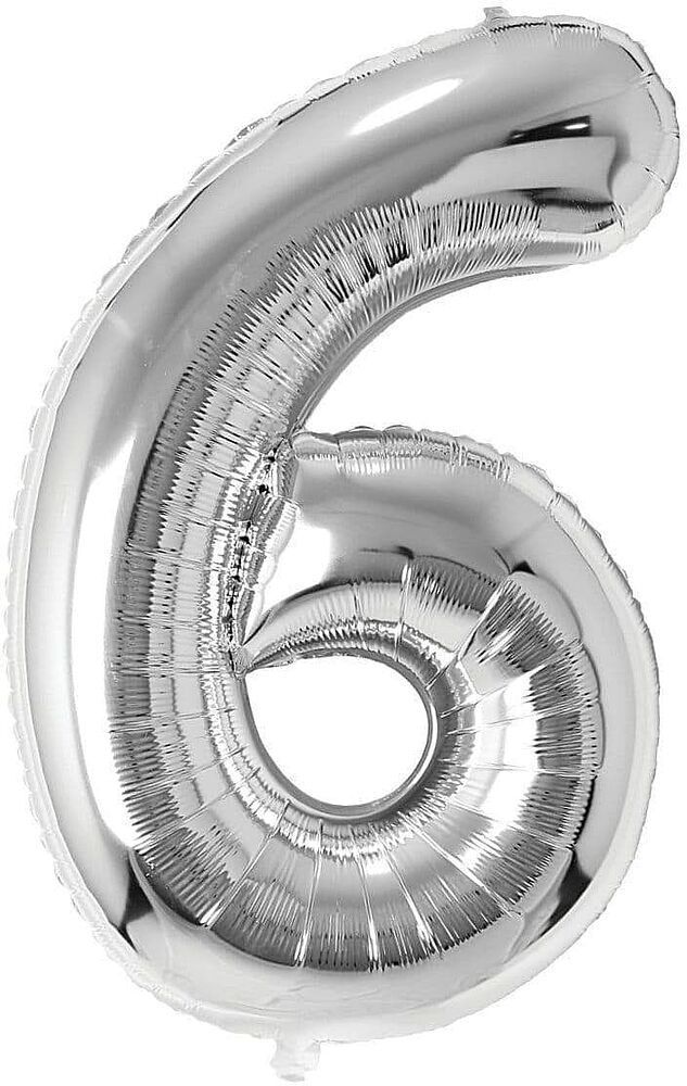 Воздушный шар с гелием, №6, 1м, серебристый
