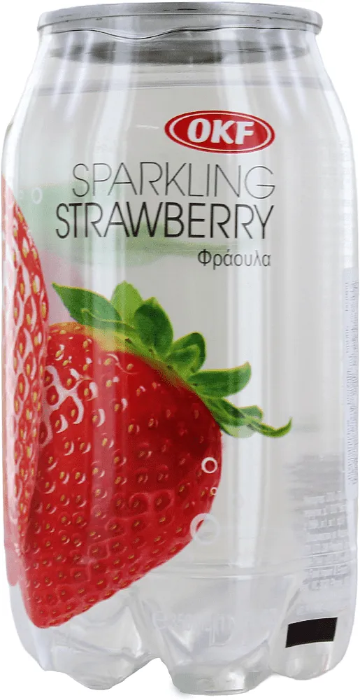 Refreshing carbonated strawberry flavored drink "OKF" 350ml 
