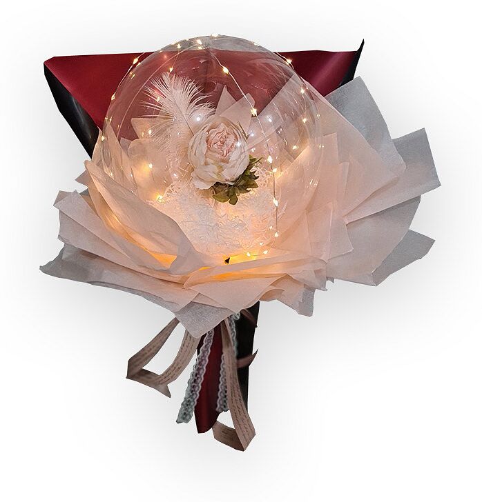 Bubble Balloon with LED light and artificial flower
