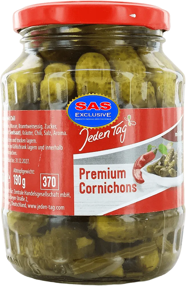 Pickled cornichons "Jeden Tag Chili" 370g
