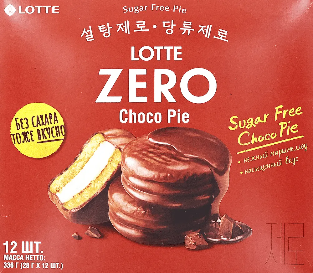 Cookies coated with chocolate "Lotte Choco Pie Zero" 336g
