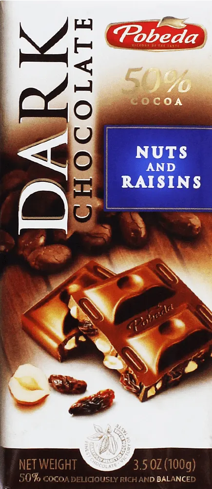 Chocolate bar with nuts & raisins "Pobeda" 100g
