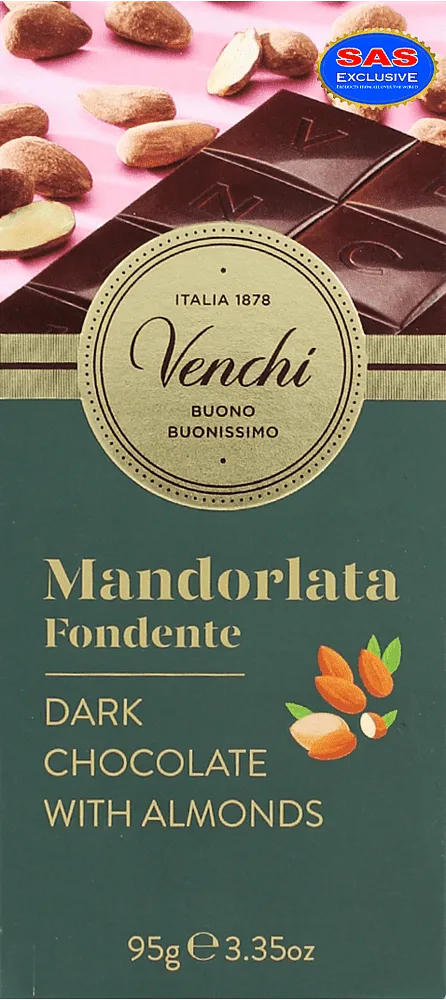 Dark chocolate bar with almonds "Venchi Buono Buonissimo" 95g
