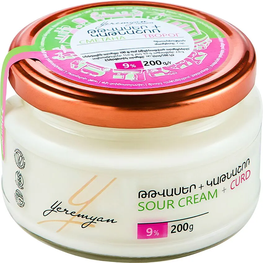 Curd + sour cream "Yeremyan Products" 200g, fat content: 9%
