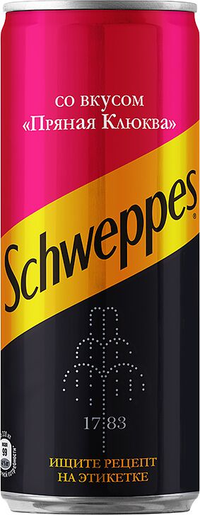 Refreshing carbonated drink "Schweppes" 0.33l Cranberry
