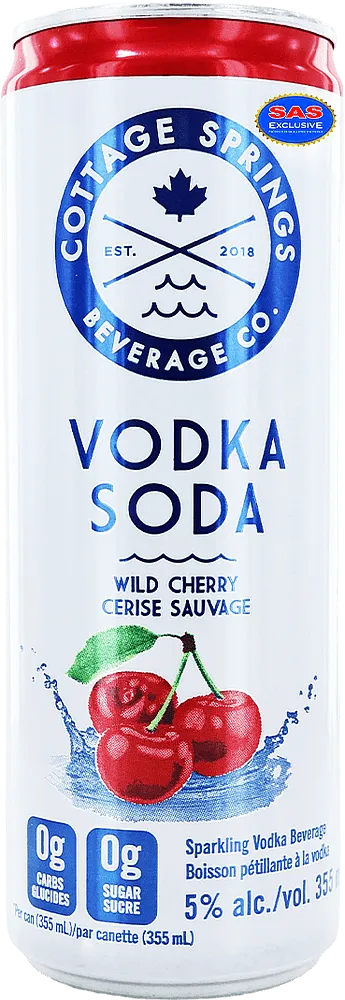 Ըմպելիք ալկոհոլային բալի «Cottage Springs Vodka Soda» 355мл 