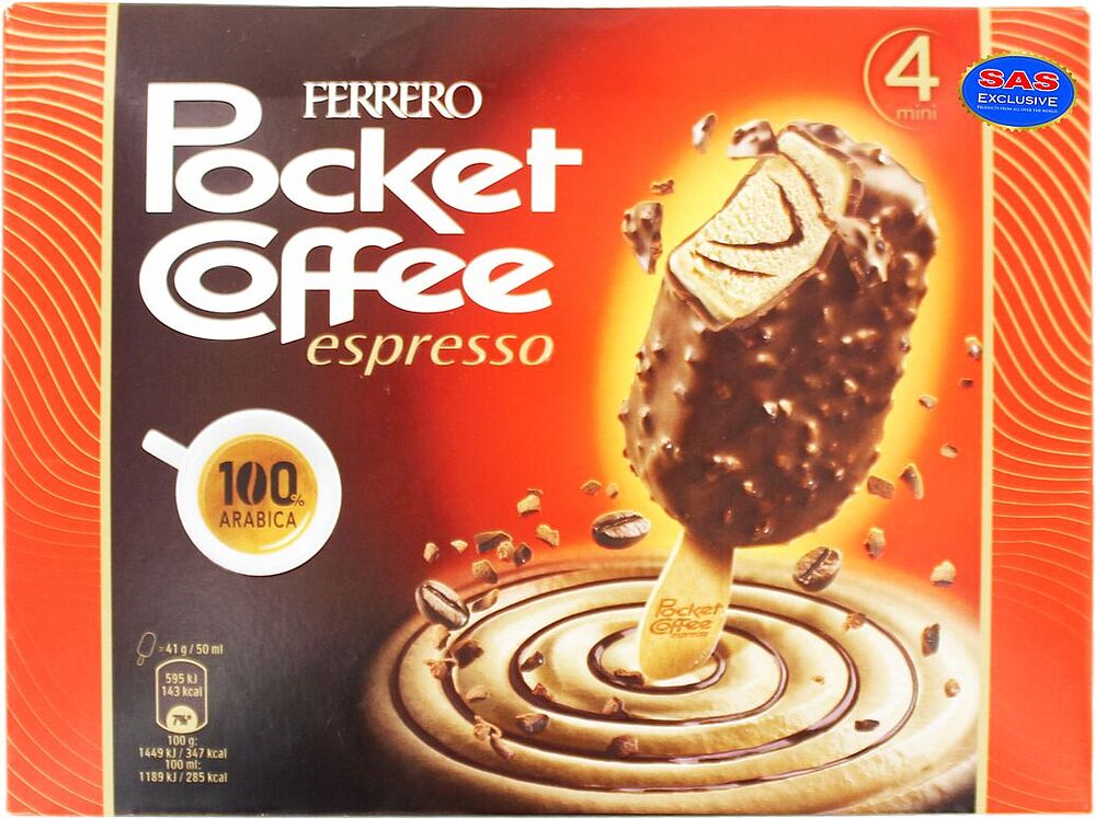 Ice cream with coffee flavor "Ferrero Pocket Coffee Espresso" 4*41g
