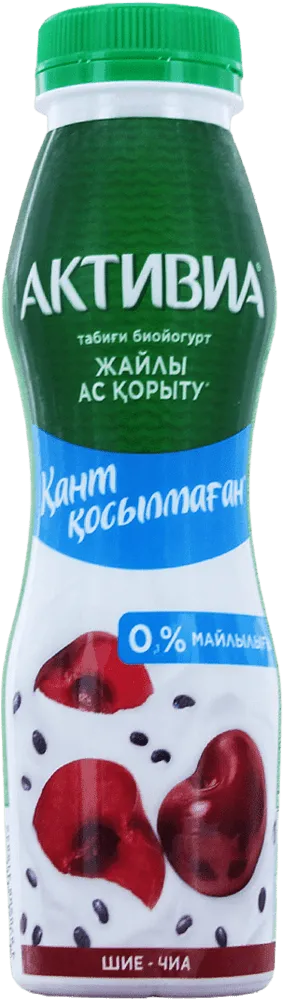 Drinking bioyoghurt with cherries & chia "Danone Aktivia" 260g, fat content: 0%
