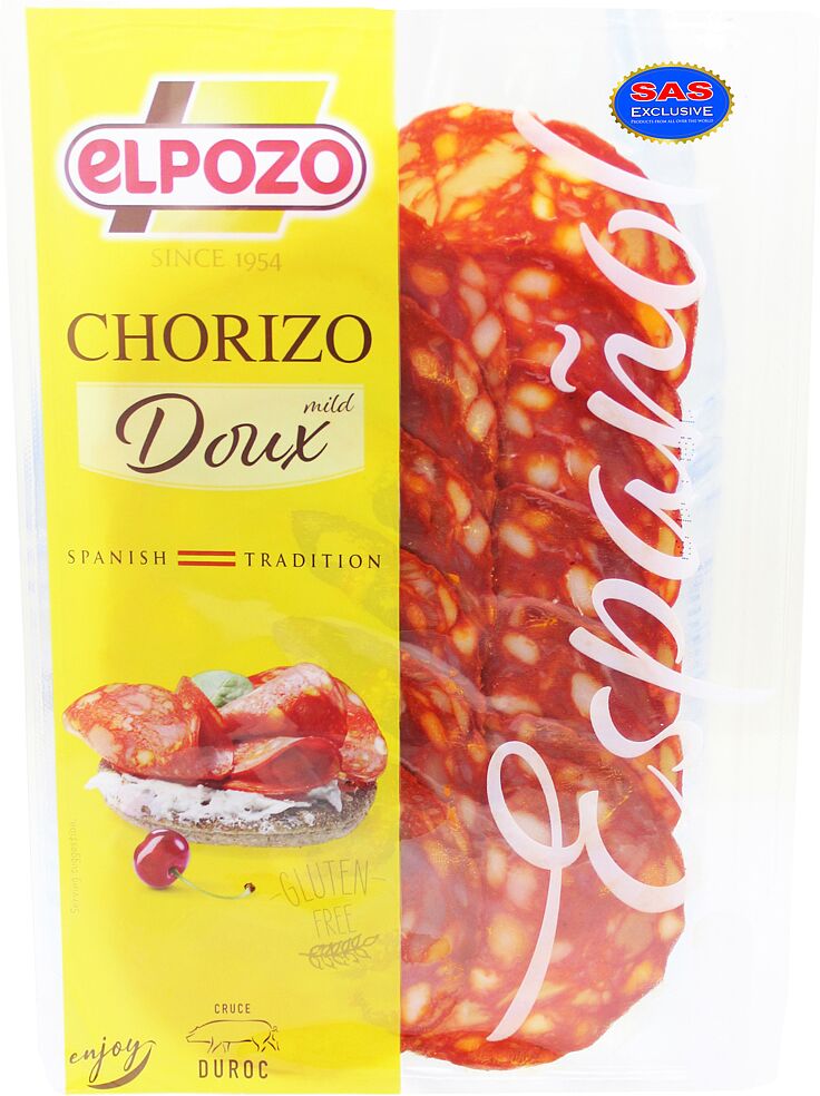 Երշիկ չորիզո կտրատած «Elpozo Chorizo Extra Doux» 80գ