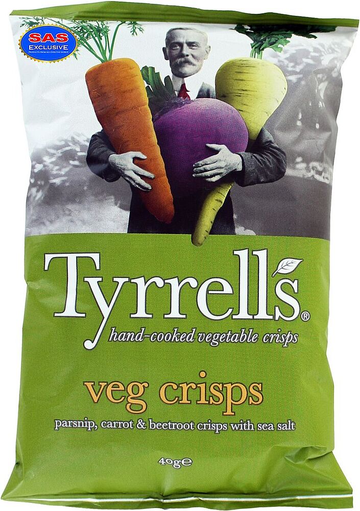 Vegetable chips "Tyrrells" 40g Salty
