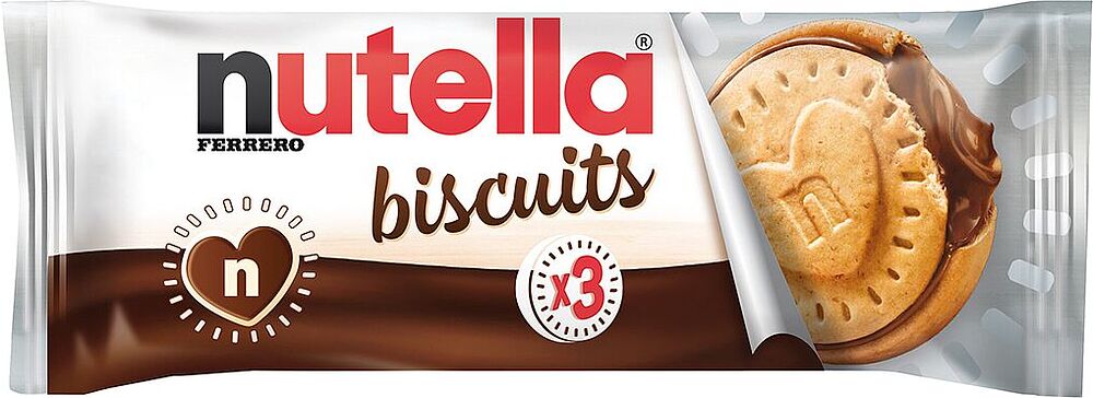 Թխվածքաբլիթ պնդուկի և կակաոյի կրեմով «Nutella Biscuits» 41.4գ