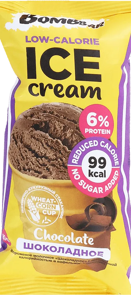 Պաղպաղակ շոկոլադե սպիտակուցային «Bombbar Chocolate Low Calorie» 80գ