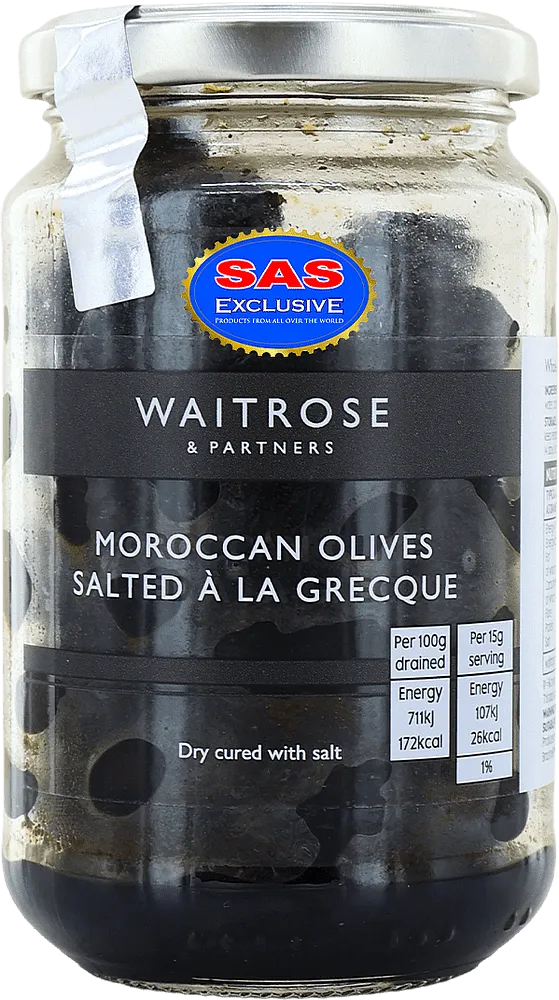 Ձիթապտուղ սև չորացրած «Waitrose & Partners Moroccan Olives» 235գ