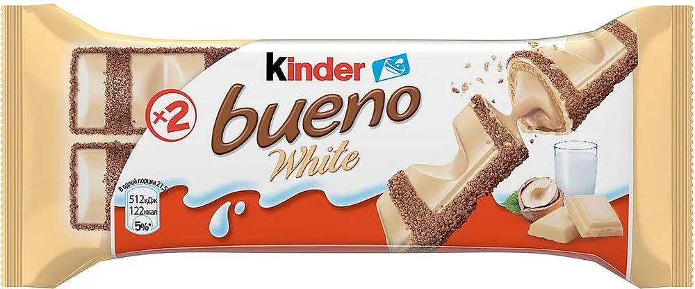 Waffer with milk & hazelnut filling "Kinder Bueno White" 39g 
