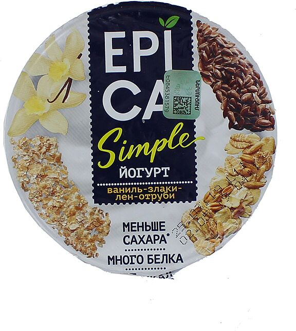 Йогурт  с ванилью, злаками и льном "Epica Simple" 130г, жирность: 1.5%