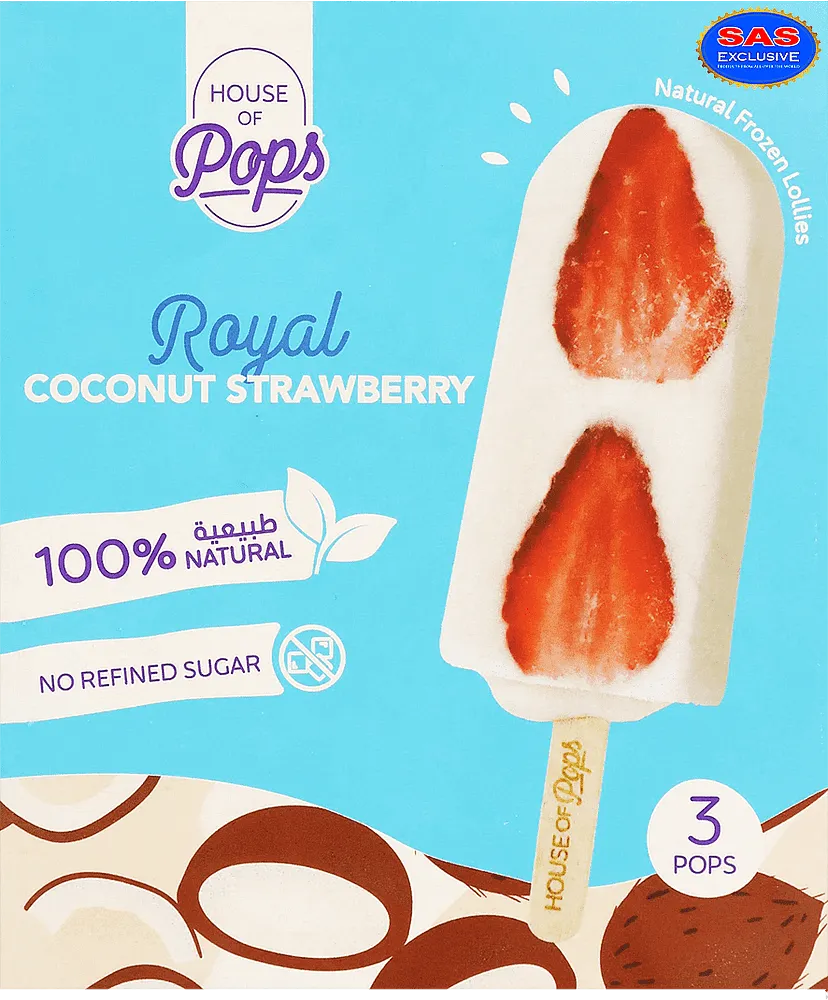 Սառույց կոկոսի և ելակի «House Of Pops Royal Mango Strawberry» 3 հատ