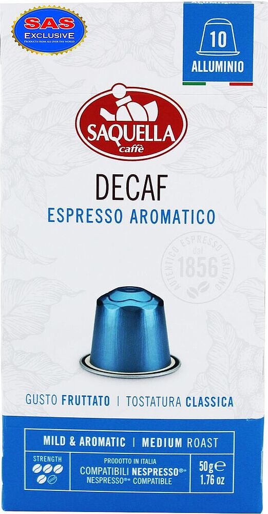 Кофейные капсулы "Saquella Decaf" 50г