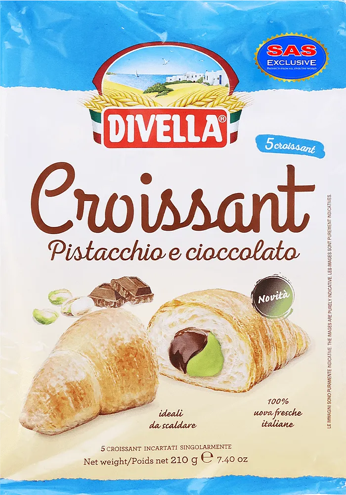 Կրուասան պիստակի և շոկոլադի միջուկով «Divella Pistacchio & Cioccolato» 210գ
