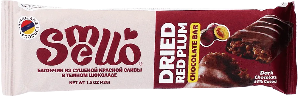 Chocolate bar with dried red plum filling "Smello" 42g
