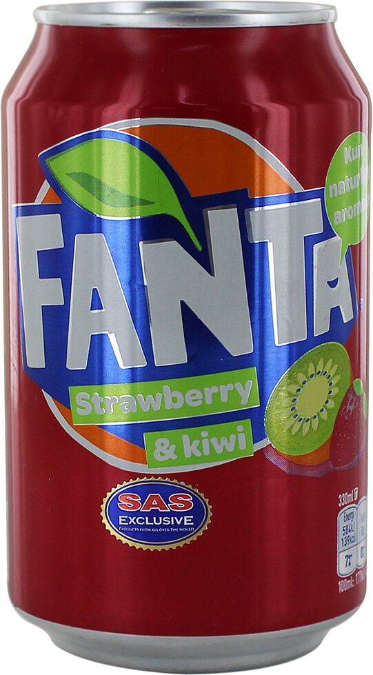 Refreshing carbonated drink "Fanta Exotic" 0.33l Strawberry & kiwi