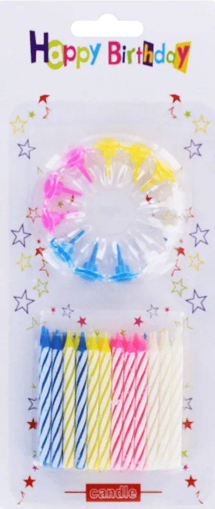 Birthday candle "Happy Birthday" 24 pcs