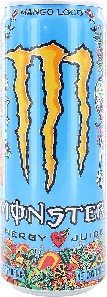 Energy carbonated mango flavored drink "Monster Mango Loco Energy Juice" 355ml
