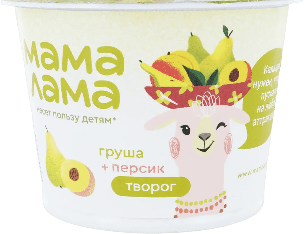 Curd with peach & pear "Mama Lama" 100g, fat content: 3.8%
