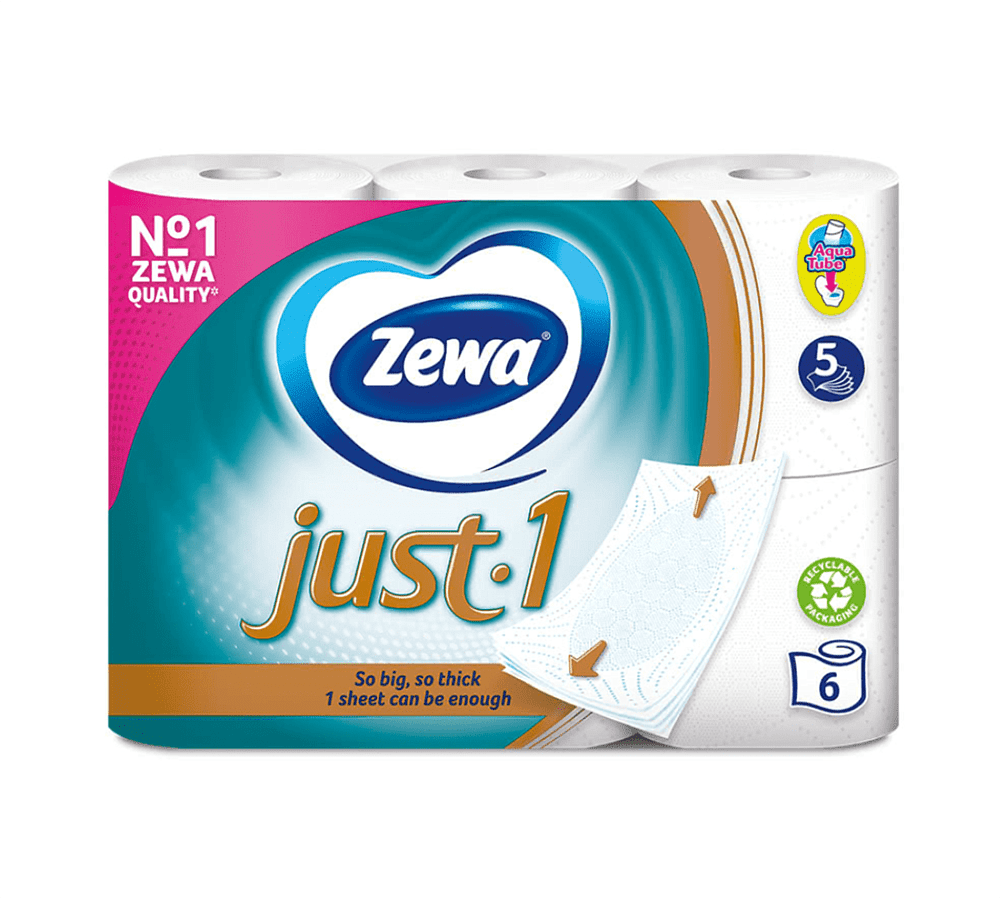 Toilet paper "Zewa Just 1" 6 pcs
