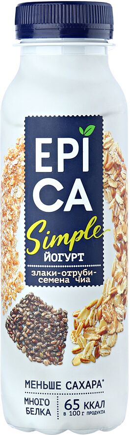 Питьевой йогурт с злаками и семенами чии. "Epica Simple" 290г, жирность:1.2%