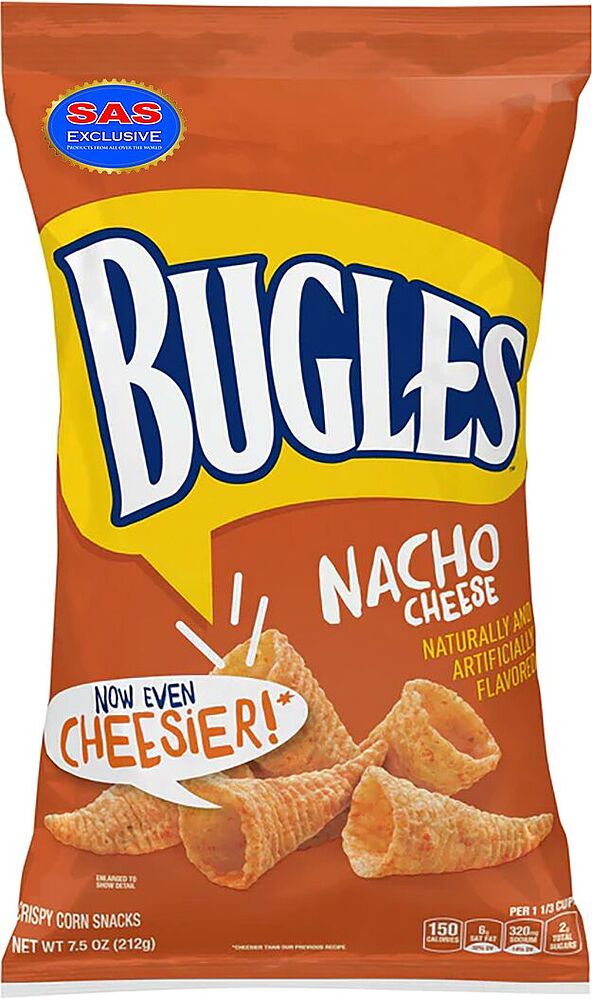 Чипсы "Bugles" 212г Сыр Начо
