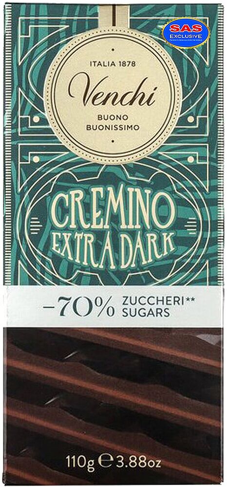 Շոկոլադե սալիկ մուգ «Venchi Cremino» 110գ
