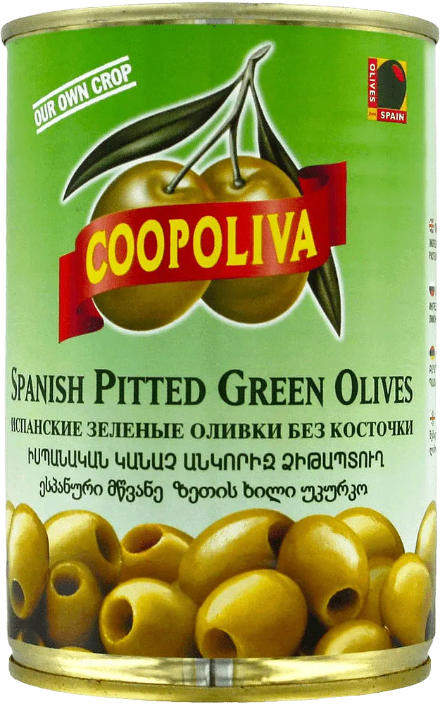 Green pitted olives "Coopoliva" 385g