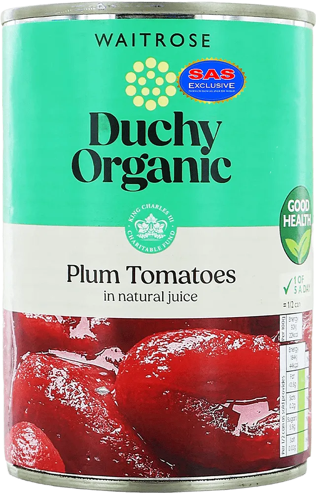 Լոլիկ օրգանական սեփական հյութի մեջ «Waitrose Duchy Organic Plum Tomatoes» 400գ
