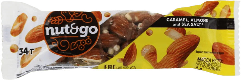 Bar with caramel almonds and sea salt "Nut&Go" 34g

