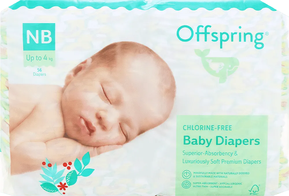 Diapers "Offspring NB" up to 4kg, 56 pcs
