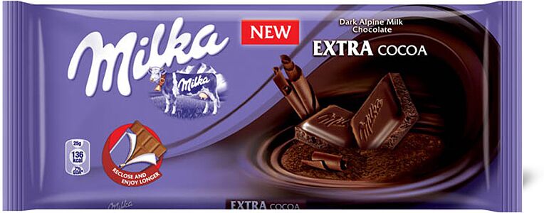 Շոկոլադե սալիկ կաթնային «Milka Extra Cocoa» 100գ