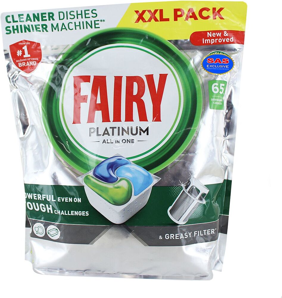 Таблетки для посудомоечных машин "Fairy Platinum" 65 шт