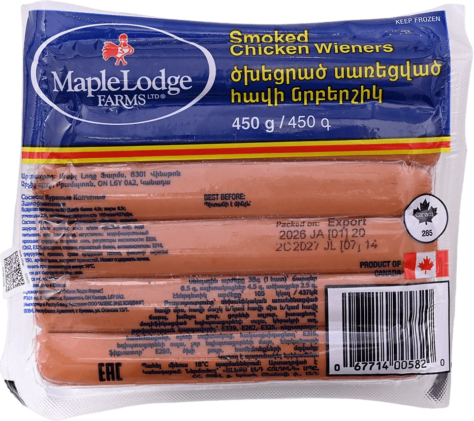 Chicken frankfurter "Maplelodge Farms" 450g